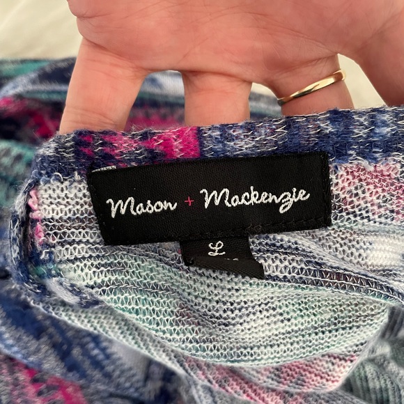 Mason + Mackenzie multicolored cropped hi-low buttons-on-the-back sweater size L - Picture 2 of 12